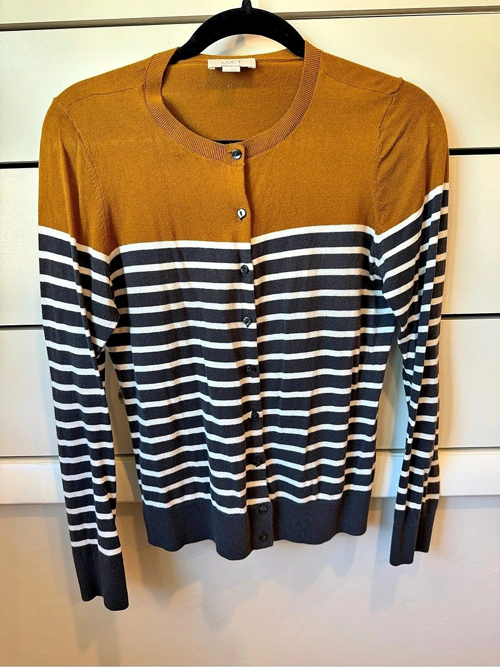 LOFT Outlet Striped Cotton Cardigan Size Small Like New